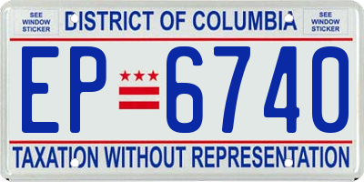DC license plate EP6740