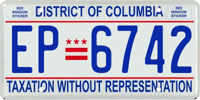 DC license plate EP6742