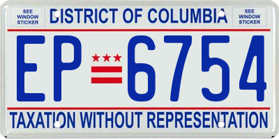 DC license plate EP6754