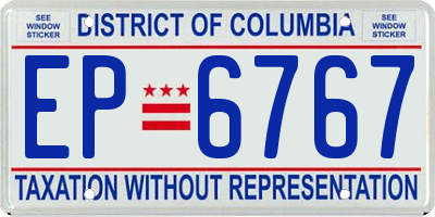 DC license plate EP6767