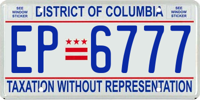 DC license plate EP6777