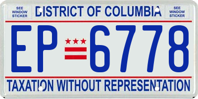 DC license plate EP6778