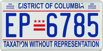 DC license plate EP6785
