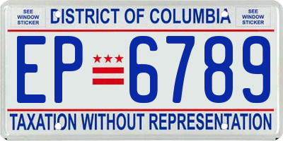 DC license plate EP6789
