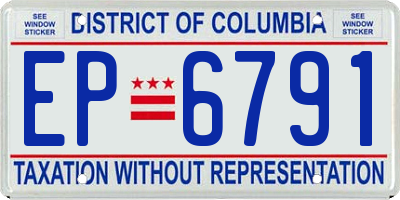 DC license plate EP6791