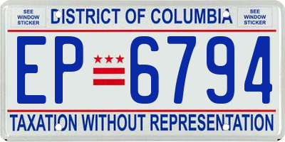 DC license plate EP6794