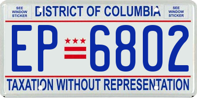 DC license plate EP6802