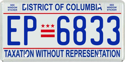 DC license plate EP6833