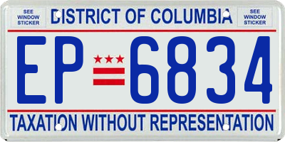DC license plate EP6834