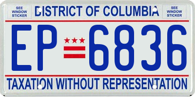 DC license plate EP6836