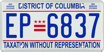 DC license plate EP6837