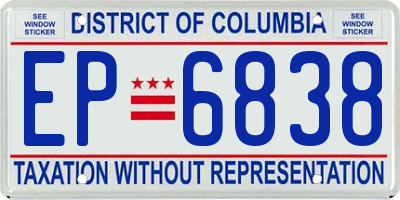 DC license plate EP6838