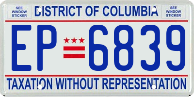DC license plate EP6839