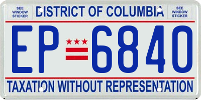 DC license plate EP6840