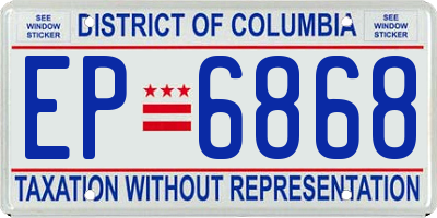 DC license plate EP6868
