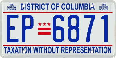 DC license plate EP6871