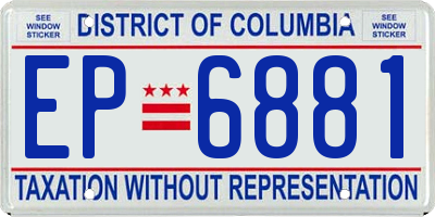 DC license plate EP6881