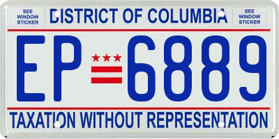 DC license plate EP6889
