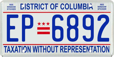 DC license plate EP6892
