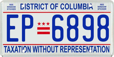 DC license plate EP6898