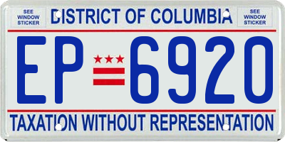 DC license plate EP6920