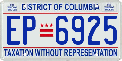 DC license plate EP6925