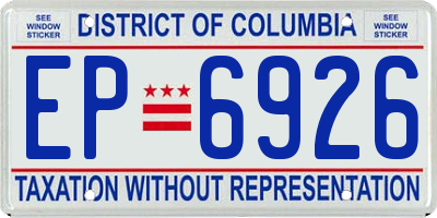 DC license plate EP6926