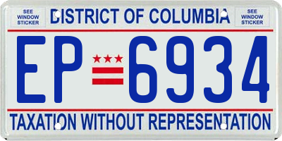 DC license plate EP6934