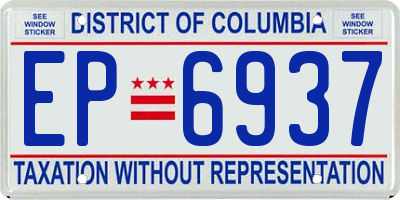 DC license plate EP6937