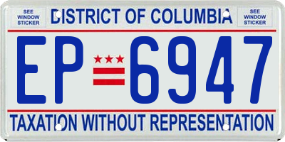 DC license plate EP6947