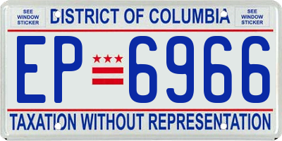 DC license plate EP6966