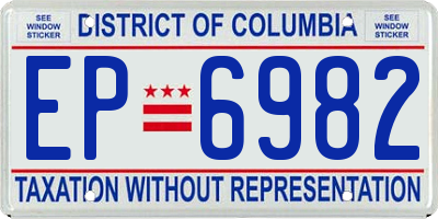 DC license plate EP6982