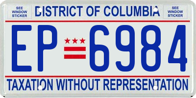 DC license plate EP6984