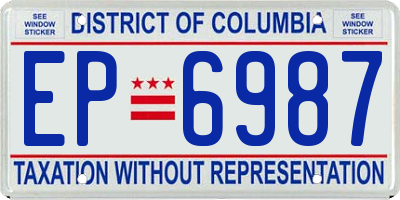 DC license plate EP6987