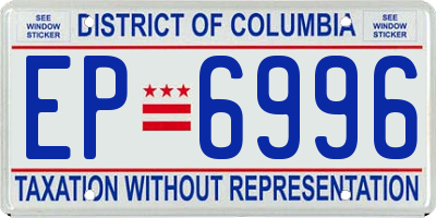 DC license plate EP6996