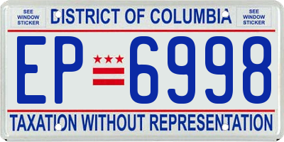 DC license plate EP6998