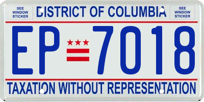 DC license plate EP7018