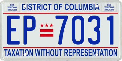 DC license plate EP7031