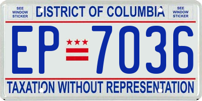 DC license plate EP7036