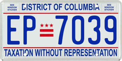 DC license plate EP7039