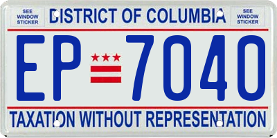 DC license plate EP7040