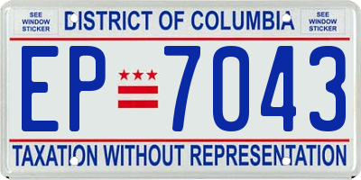 DC license plate EP7043