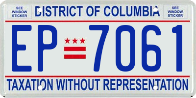 DC license plate EP7061