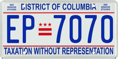 DC license plate EP7070