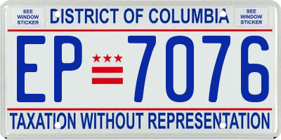 DC license plate EP7076