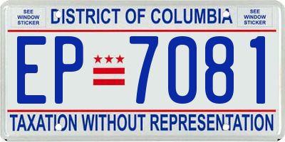 DC license plate EP7081