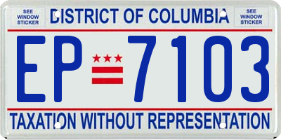 DC license plate EP7103