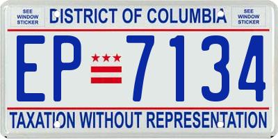 DC license plate EP7134