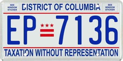 DC license plate EP7136