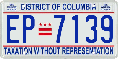 DC license plate EP7139
